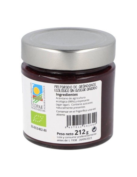 Mermelada de Arandano Sin azúcar Ecologica 212g